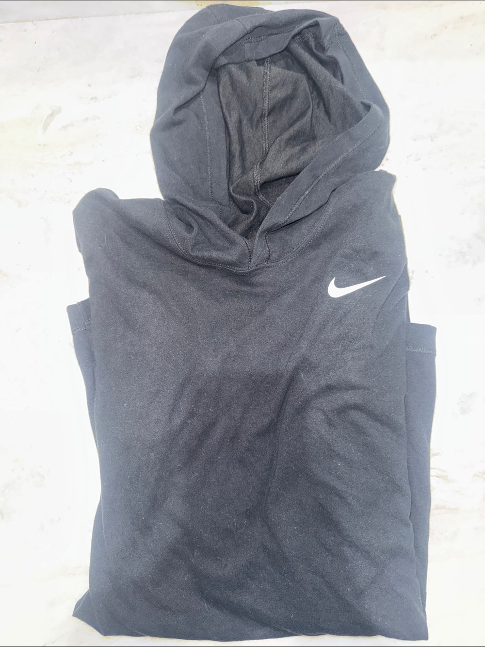 Nike Black Long Sleeve Hoodie with White Swoosh THE NIKE TEE LONG SLEEVE SIZE SM